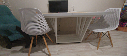 Стол на тумбе Эудес дуб галифакс табак / черный фото покупателя 13