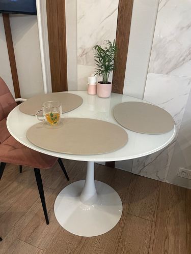 Стеклянный стол Tulip 90 black glass фото покупателя 28