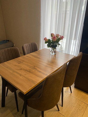 Стол раскладной Колон Лофт 120 32 мм дуб галифакс табако / черный матовый фото покупателя 129