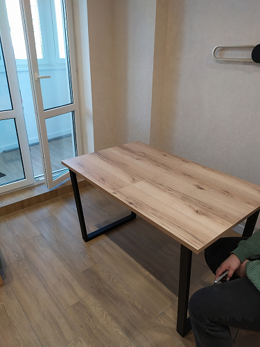 Деревянный стол Лота Лофт 140х80 черный матовый / бетон светлый фото покупателя 478