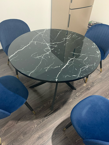 Стул на металлокаркасе Gabi 1 light blue / black / gold фото покупателя 734