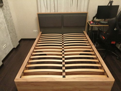 Двуспальная кровать Клауд 160х200 парящая дуб крафт золотой / антрацит фото покупателя 175