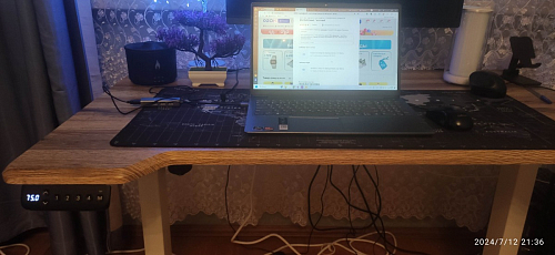 Компьютерный стол Маркос с механизмом подъема 140х80х75 орех кантри / белый фото покупателя 1