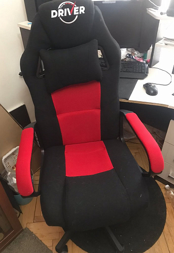 Компьютерное кресло Driver/Драйвер кожзам черный / ткань черный фото покупателя 81