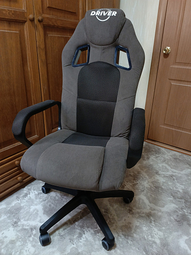 Компьютерное кресло Driver/Драйвер кожзам черный / ткань синий фото покупателя 33