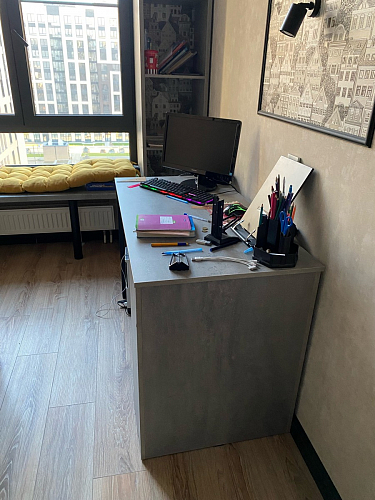 Письменный стол Битти Лофт 116х60х75 дуб вотан / белый матовый фото покупателя 17