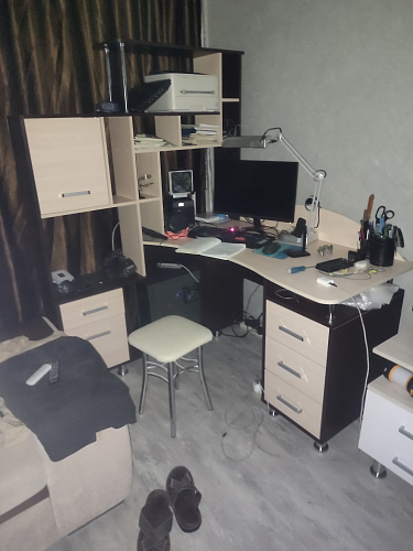 Стол компьютерный Джаз-15 левый дуб сонома / белый фото покупателя 3