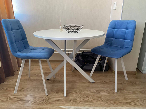 Стул на металлокаркасе Чилли синяя ткань / белый фото покупателя 209