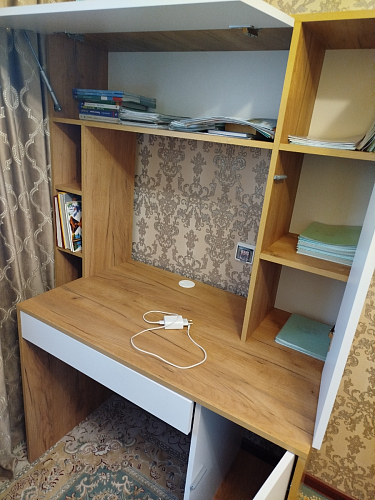 Письменный стол Комфорт 12.71 дуб золотой craft / белая аляска  - Уцененный экземпляр фото покупателя 81