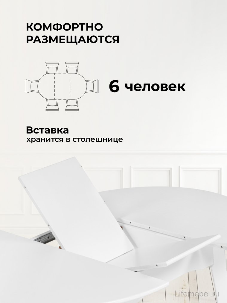 Деревянный стол Распи круглый 90(120)х90х76 белый