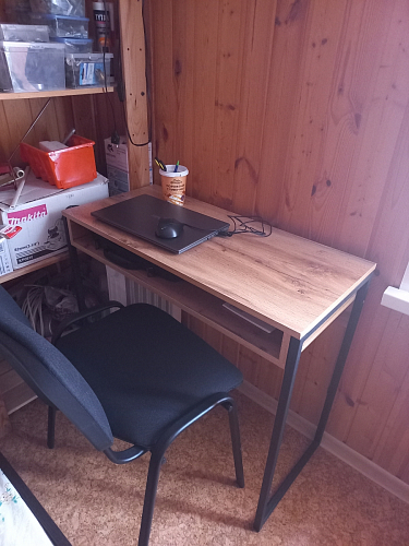 Письменный стол Лео Лофт дуб делано темный / белый матовый фото покупателя 8