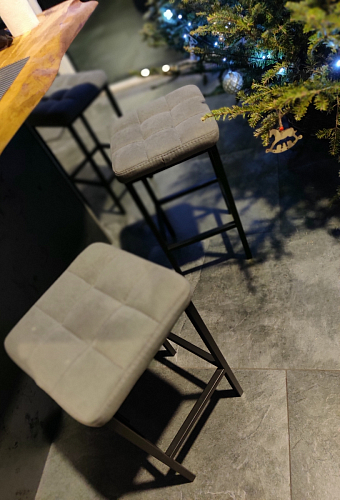 Барный стул Лофт микровелюр катания изумруд / черный матовый фото покупателя 28