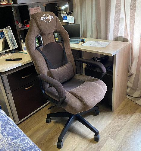 Компьютерное кресло Driver/Драйвер кожзам черный / ткань синий фото покупателя 42