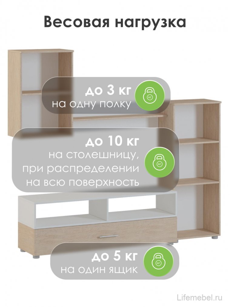 Готовая гостиная Алваро дуб сонома / белая