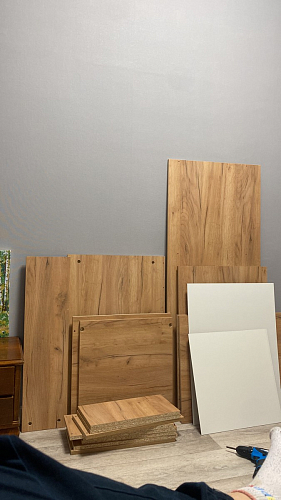 Письменный стол Эго Ст-3 на ножках бетон светлый / белый глянец фото покупателя 3