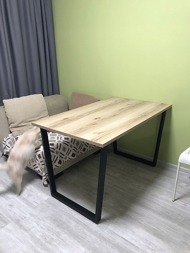 Стеклянный стол Фостер 120(160)х120х76 серый мрамор / черный фото покупателя 52