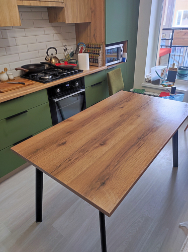 Стол Тринити Лофт 120 32 мм дуб галифакс табако / черный матовый фото покупателя 70