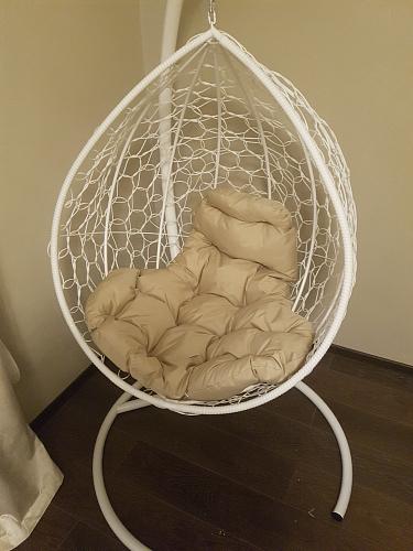 Подвесное кресло Капля коричневое / синяя подушка фото покупателя 1