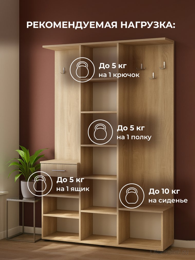 Готовая прихожая Пети дуб сонома / белый