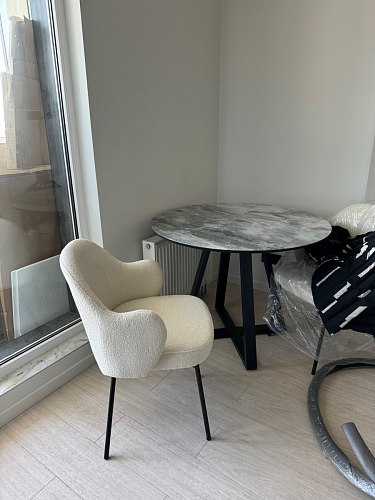 Стеклянный стол Норфолк d100 белый мрамор / черный фото покупателя 61