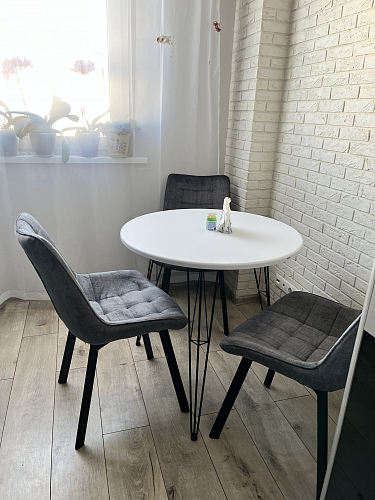 Стол Sheffilton SHT-TU10/ТT27-1 90 пластик HPL бостон темный / хром лак фото покупателя 1