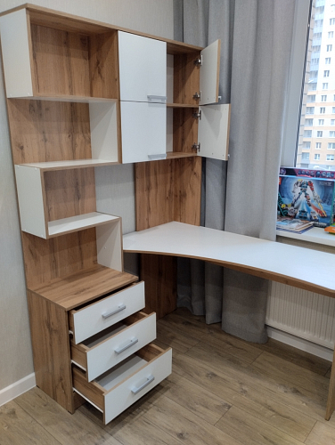 Компьютерный стол Ганор левый дуб вотан / белый  - Уцененный экземпляр фото покупателя 20