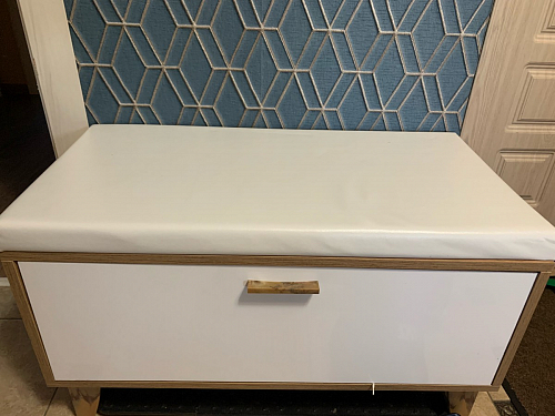 Обувница Эго Об-1 на ножках бетон светлый / белый глянец фото покупателя 6