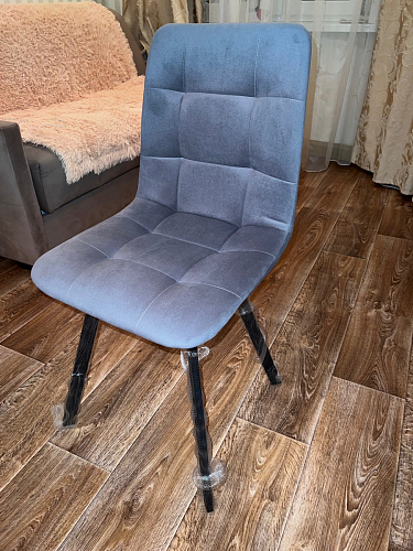 Стул на металлокаркасе Чилли К светло-серый велюр / черный каркас фото покупателя 241