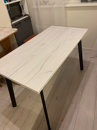 Деревянный стол Барон О 200 х 90 белая пленка шагрень / черный фото покупателя 70