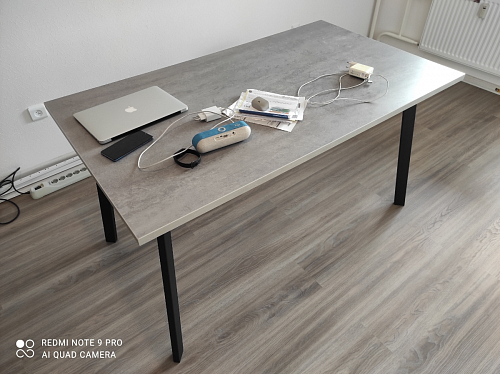 Стол Тринити Лофт 120 32 мм бетон / черный матовый фото покупателя 571