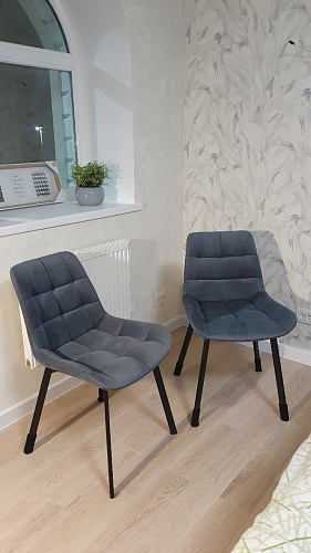 Стул на металлокаркасе Челси морская волна / черный фото покупателя 3