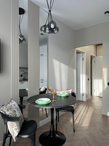 Стол Тулип 80х73 мрамор черный / белый фото покупателя 51