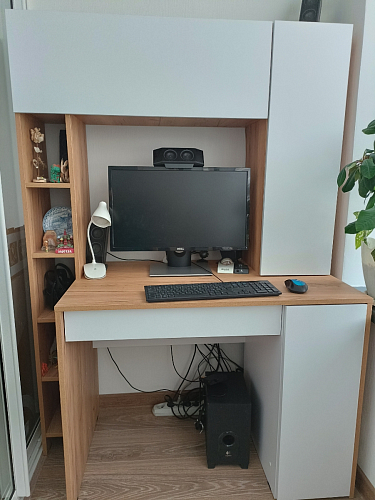 Письменный стол Комфорт 12.71 дуб золотой craft / белая аляска  - Уцененный экземпляр фото покупателя 99