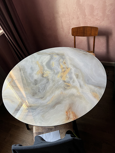 Стеклянный стол Анселм кианит / черный фото покупателя 7