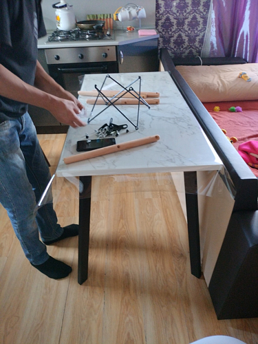 Стол Тринити Лофт 140 25 мм дуб делано темный / белый фото покупателя 169