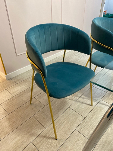 Стул на металлокаркасе Kamelia зеленый / золото фото покупателя 51