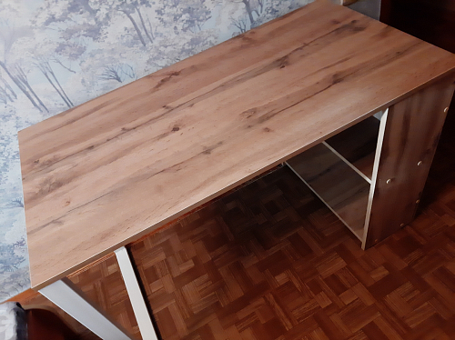 Письменный стол Битти Лофт 116х60х75 дуб делано светлый / белый матовый фото покупателя 56