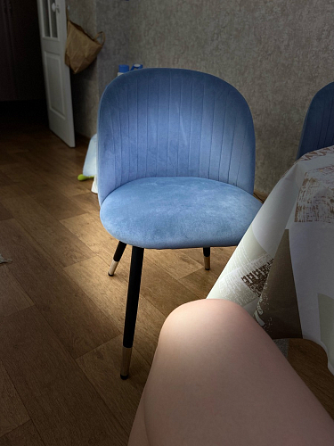 Стул на металлокаркасе Gabi 1 light blue / black / gold фото покупателя 158