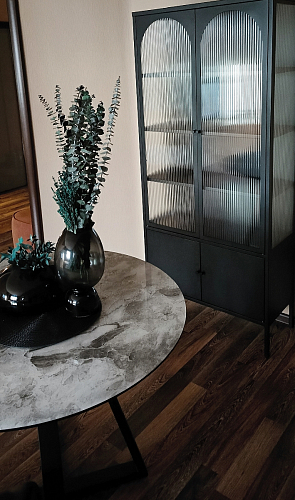 Стеклянный стол Норфолк d100 белый мрамор / черный фото покупателя 34