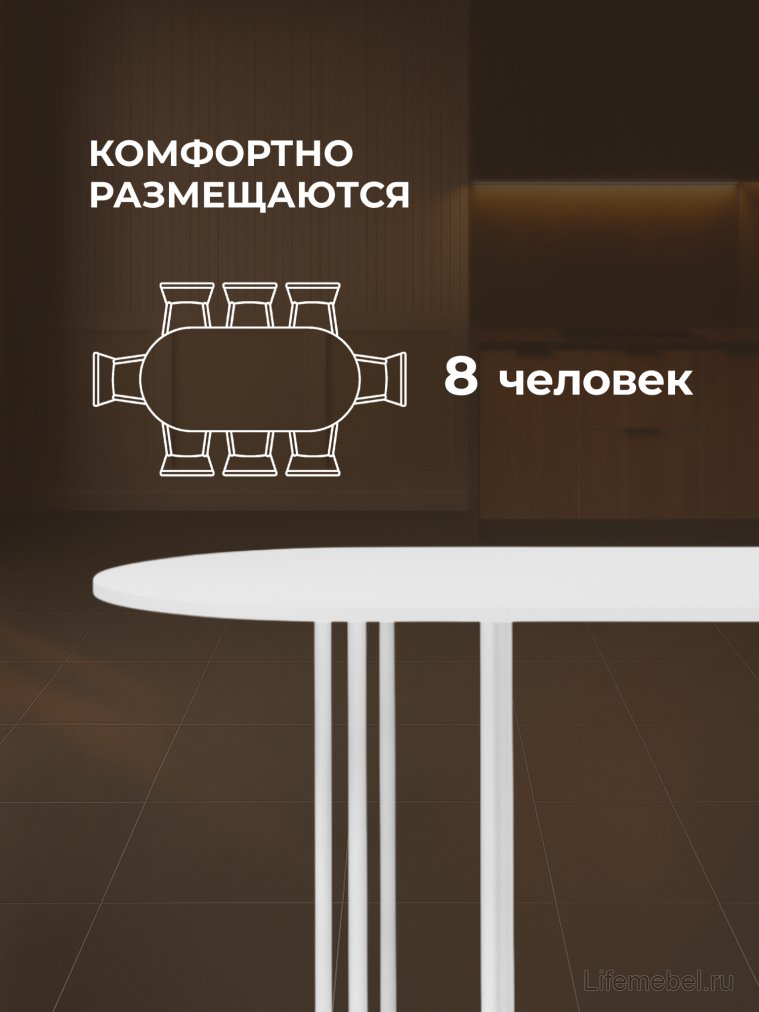 Деревянный стол Хьюго О 160 х 90 белая шагрень пленка / белый