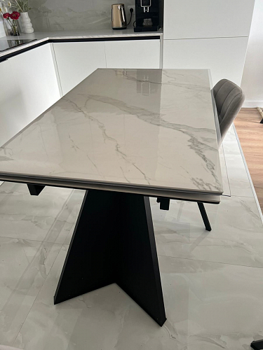 Керамический стол Ливи 140(200)х80х78 серый мрамор / черный фото покупателя 31