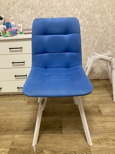 Стул на металлокаркасе Чилли синяя ткань / белый фото покупателя 578