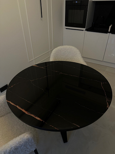 Стеклянный стол Нейтон обсидиан / черный фото покупателя 4