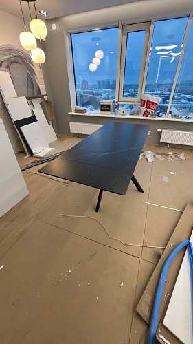 Керамический стол Вилли 140(200)х80 серый мрамор larka grey / черный фото покупателя 3