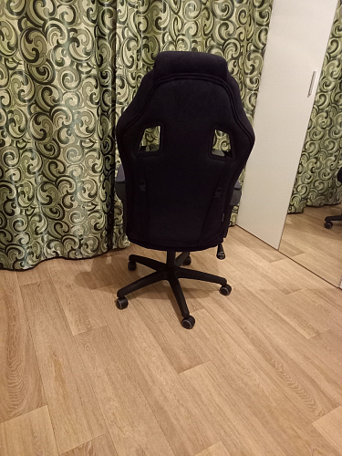 Компьютерное кресло Driver/Драйвер кожзам черный / ткань синий фото покупателя 6