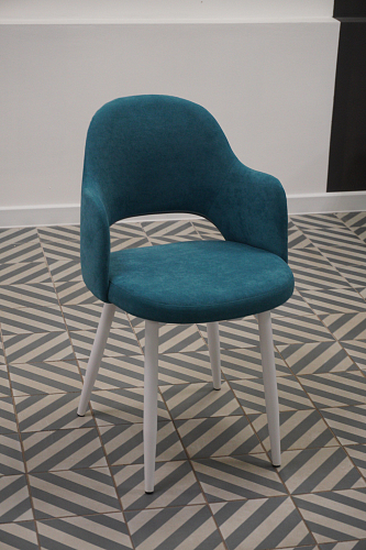 Стул на металлокаркасе Гутрид ромбы сзади бирюзовый / белый из шоурума 2