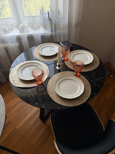 Стеклянный стол Норфолк 100 золото фото покупателя 39