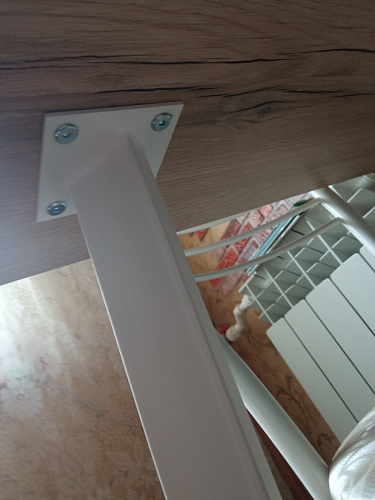 Стеклянный стол Фостер 120(160)х120х76 серый мрамор / черный фото покупателя 7