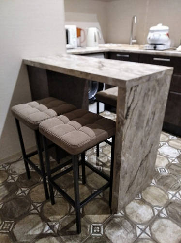 Барный стул Лофт кожзам темно-серый / черный матовый фото покупателя 22