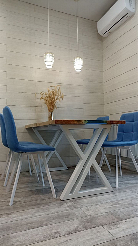 Стул на металлокаркасе Чилли синяя ткань / белый фото покупателя 20